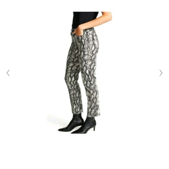 NWOT Women’s Zara Z1975 Snake Skin Print Raw Hem Denim Size 6 - Picture 2 of 7